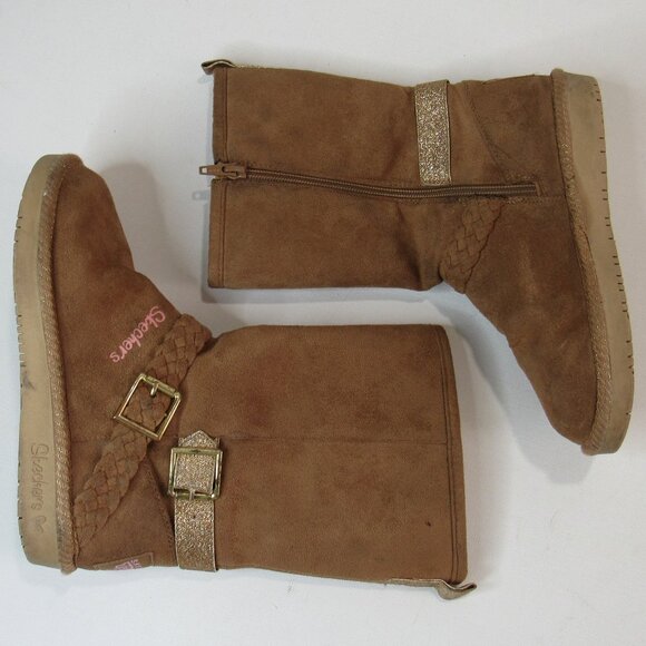 Skechers Toasty Toes Girl's Suede Buckle Memory Foam Warm Winter Boots Size 1 - Picture 6 of 14